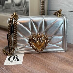 Dolce & Gabbana Silver Small Devotion Bag EUC
